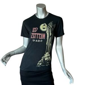 Led Zeppelin Size SMALL Hermit Graphic Band Tee Black Crew Neck T Shirt